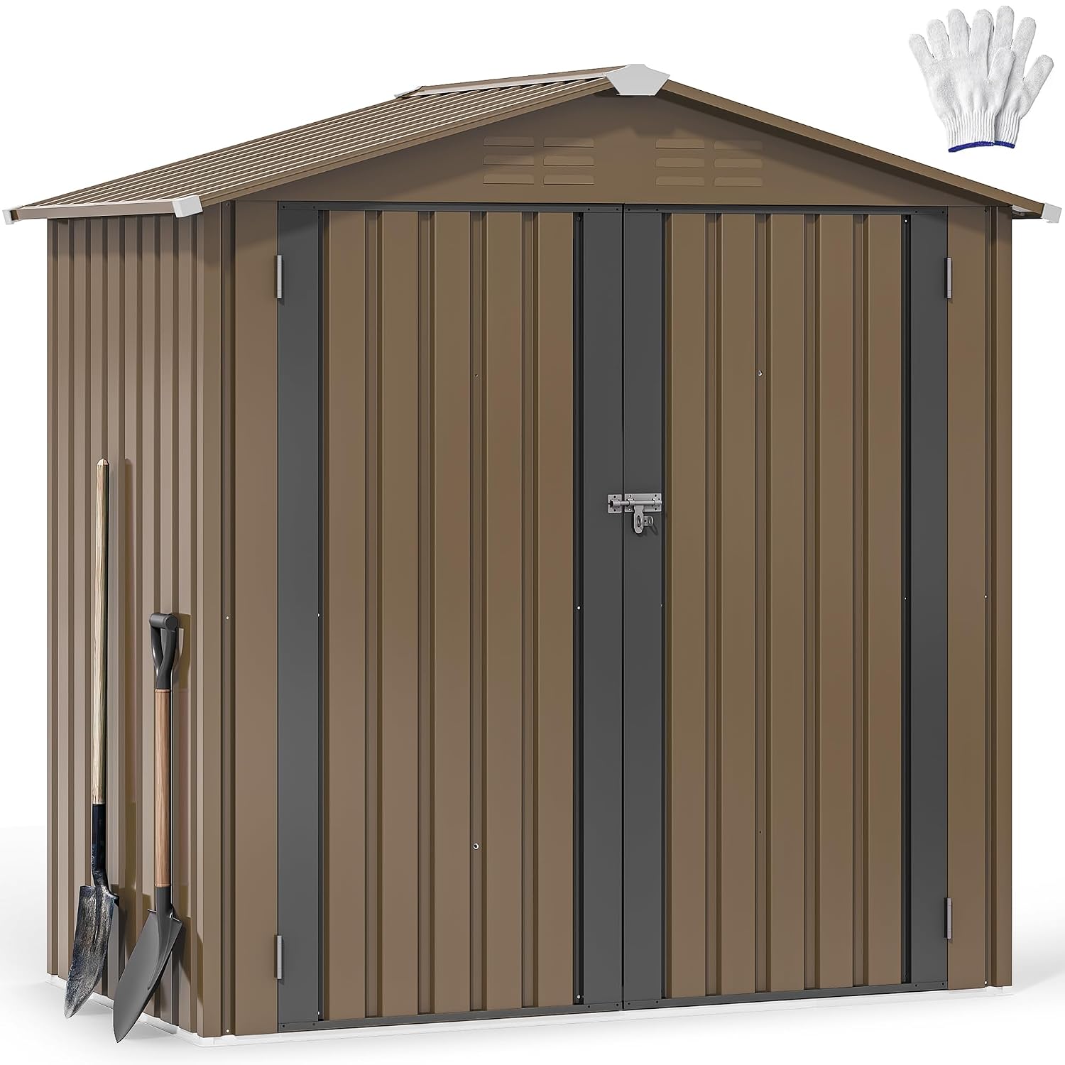 Gardening Tools Storage - Metalowy schowek ogrodowy 6x4 stopy, wodoodporny
