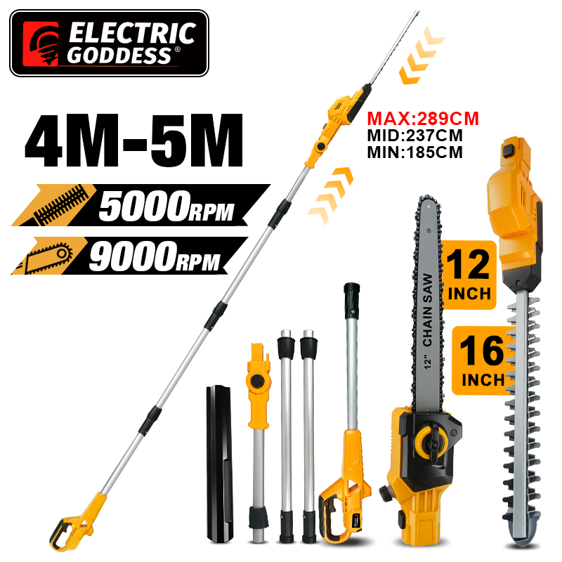 Gardening Tools Battery Powered - Elektryczna sekatoro-żniwiarka 2w1, akumulatorowa, teleskopowa, 12-calowa