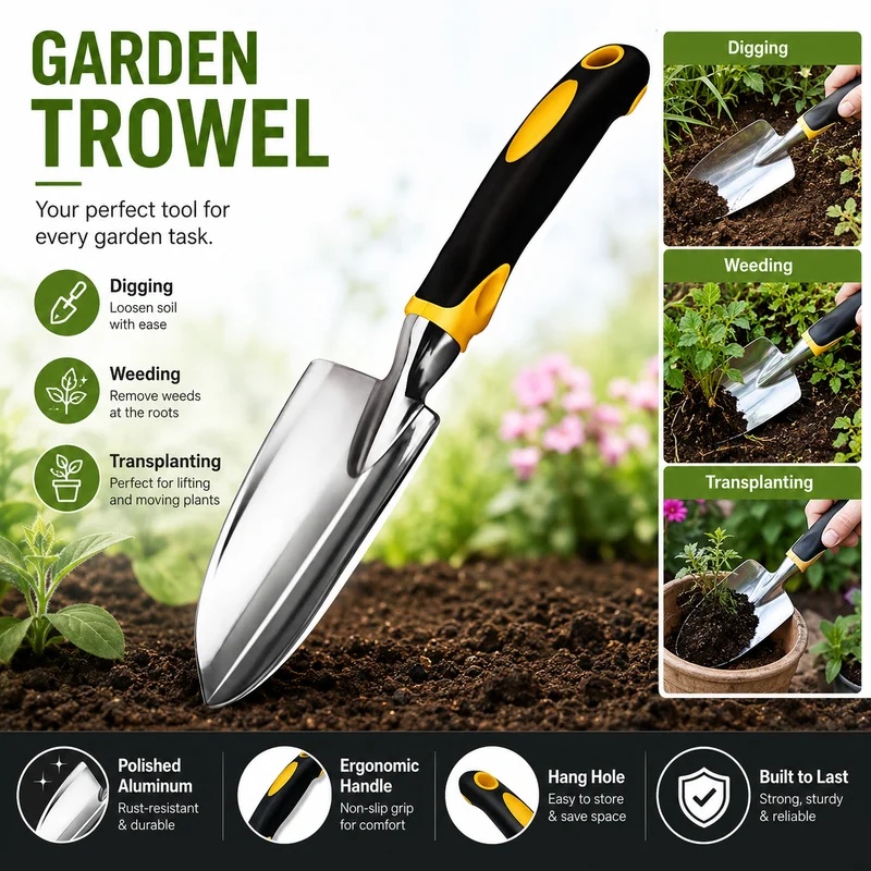 Gardening Tools Trowel - Wytrzymała łopatka ręczna ze stali nierdzewnej,