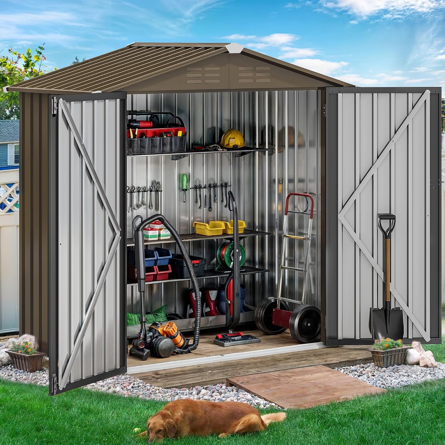 Metalowy schowek ogrodowy 6x4  – Gardening Tools Storage recenzja i cena